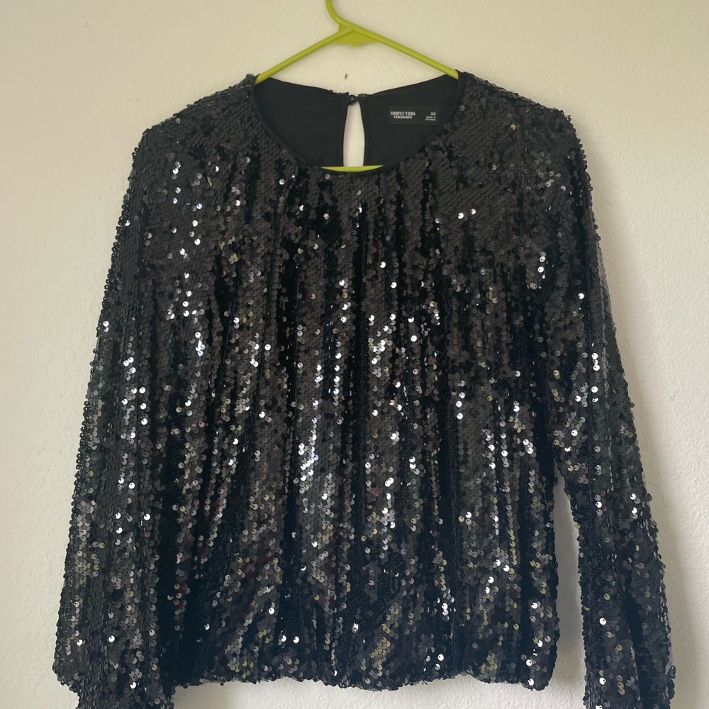 Vera Wang Black Sequin Blouse